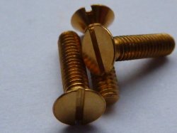 10 Stück Senkkopfschrauben - Schlitz Messing DIN 963, M1,4 x 6 mm 